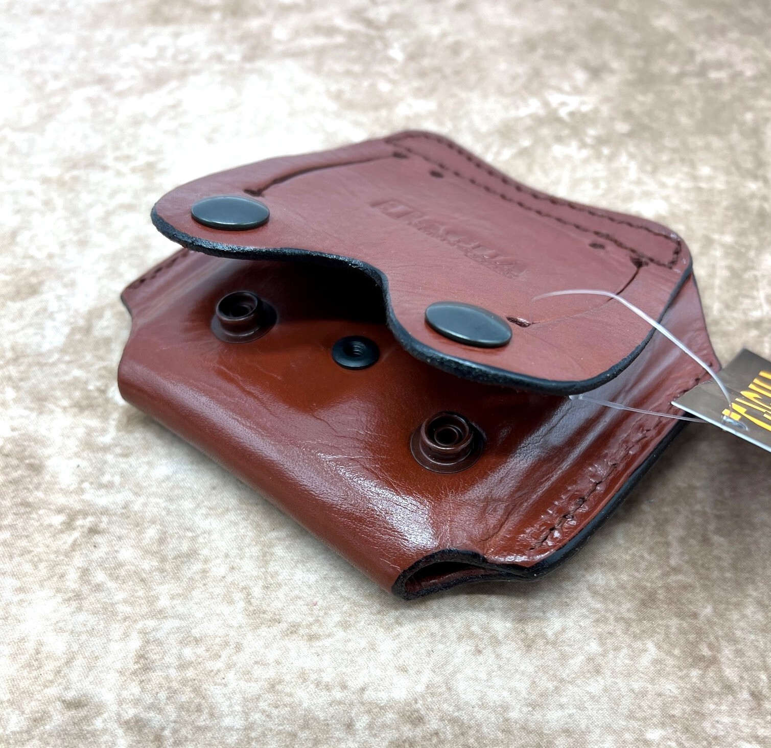 For DOUBLE STACK GLOCK 17 19 20 21 ++ Brown Leather Double Magazine Carrier