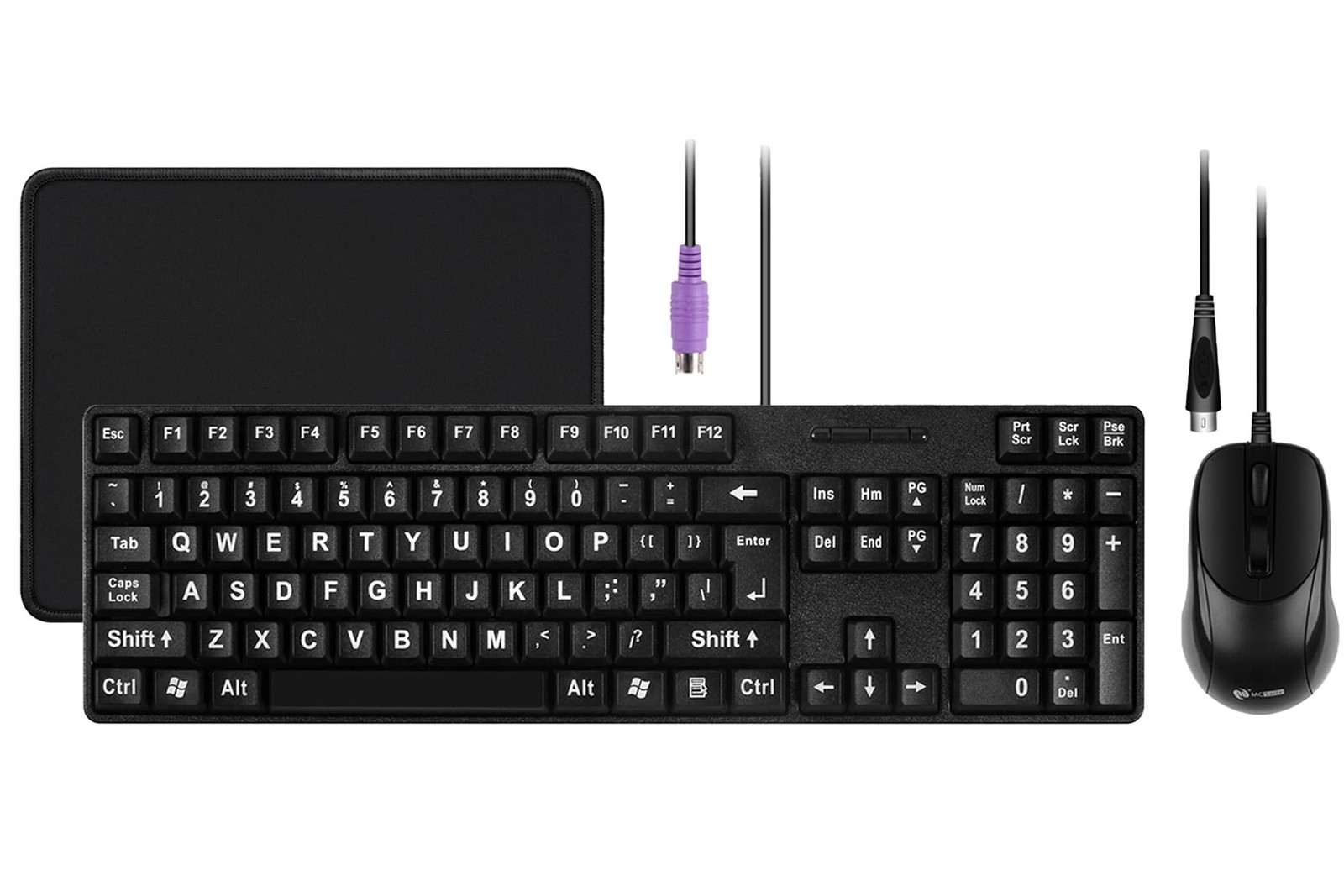 MCSaite Wired PS2 104 Keys Computer Keyboard and Mouse Combo - Big Print Lett...