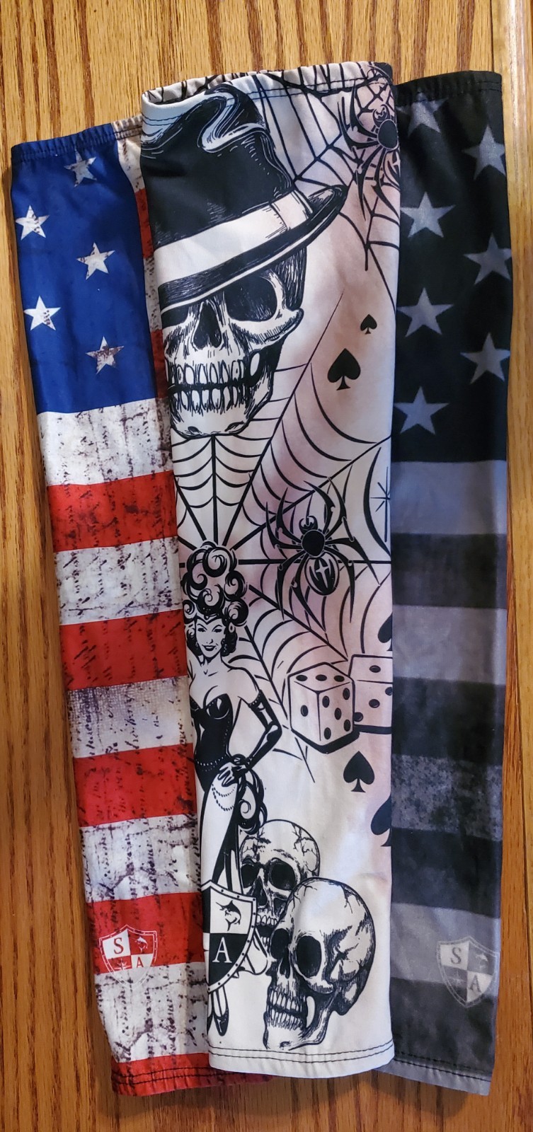 SA Company Blackout/Regular American Flag, Gambler x3 Arm Sleeves  x2 Face Masks