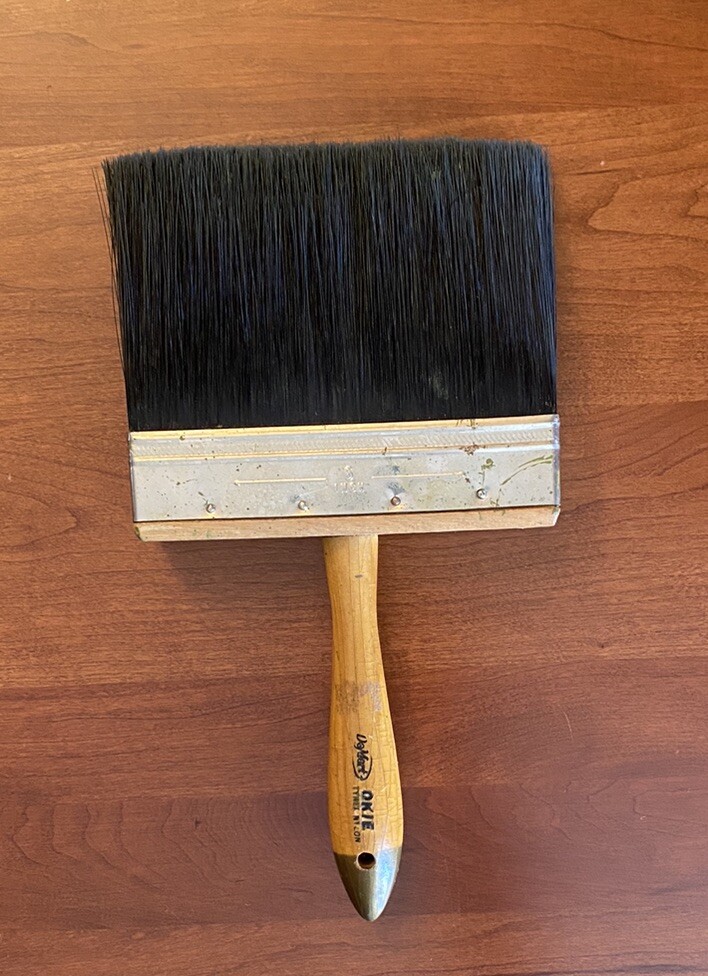 Vintage Large DaMart Okie Wooden Handle 6 inch Wide Tynex Nylon Bristles Clean