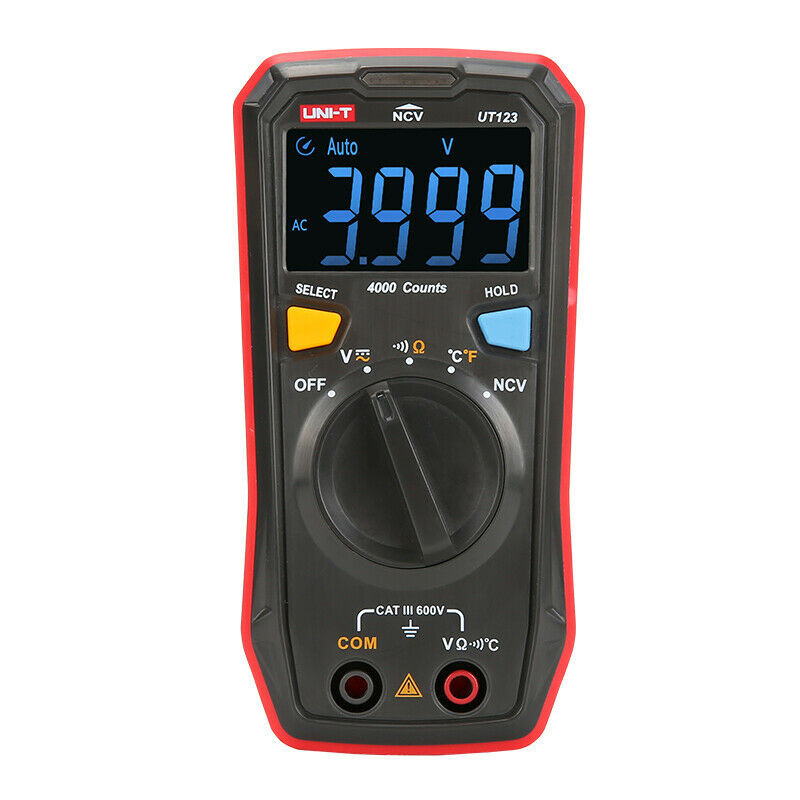 UNI-T UT123 Mini Digital Multimeter Auto Range Data hold AC DC Volt Meter