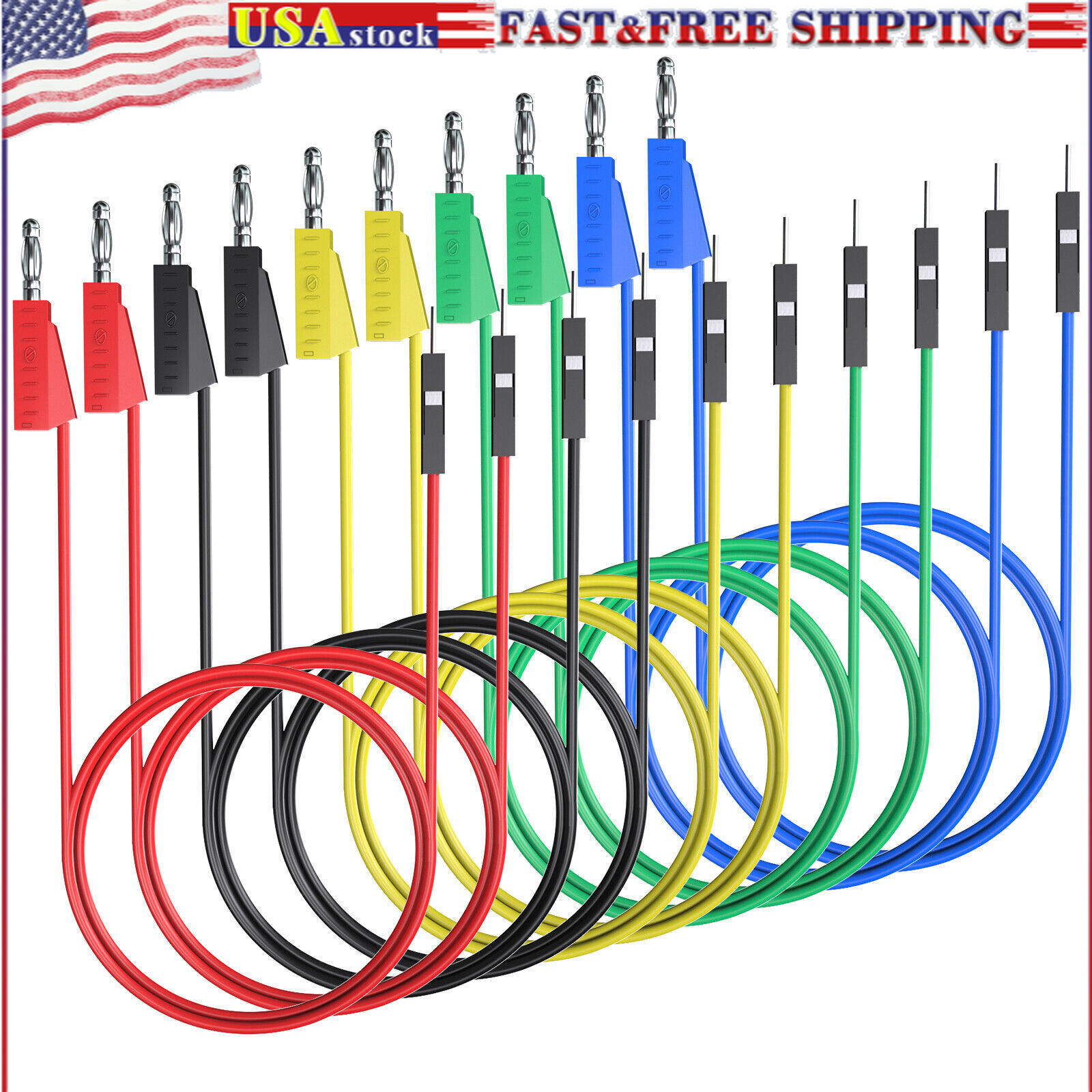 Peakelect Stackable Banana Plug to Breadboard Jumper Wire Soft Flexible Silicone