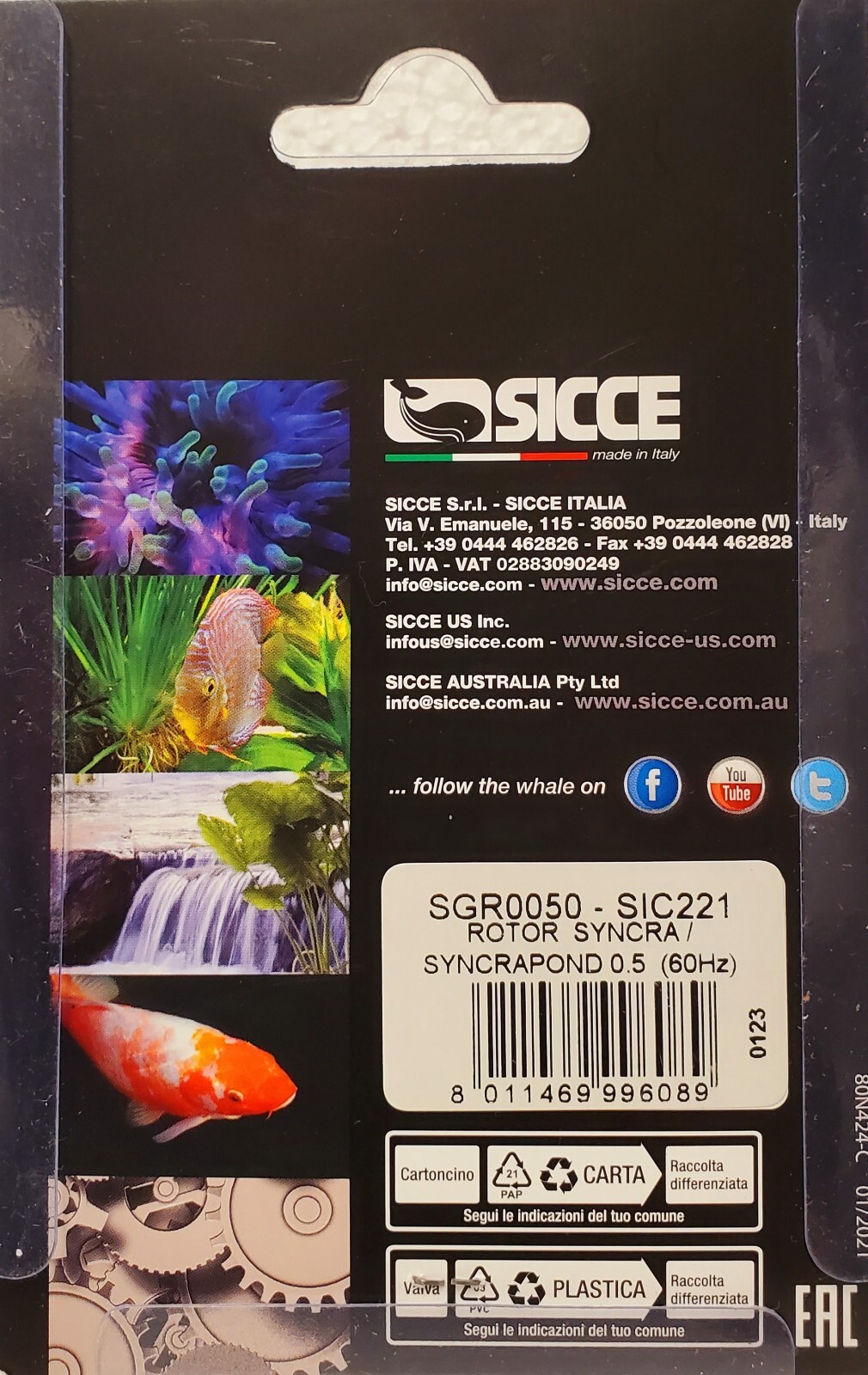 Sicce Replacement Impeller for Syncra Silent .5 Water Pump SGR0050
