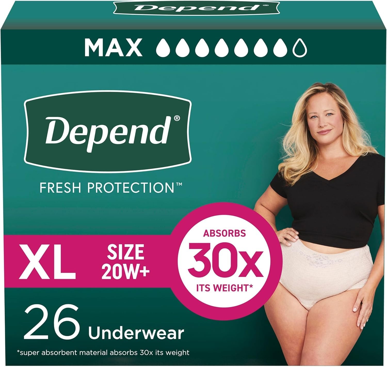 Depend Fresh Protection Maximum Absorbency Diapers - Extra-Large Blush 26 Count