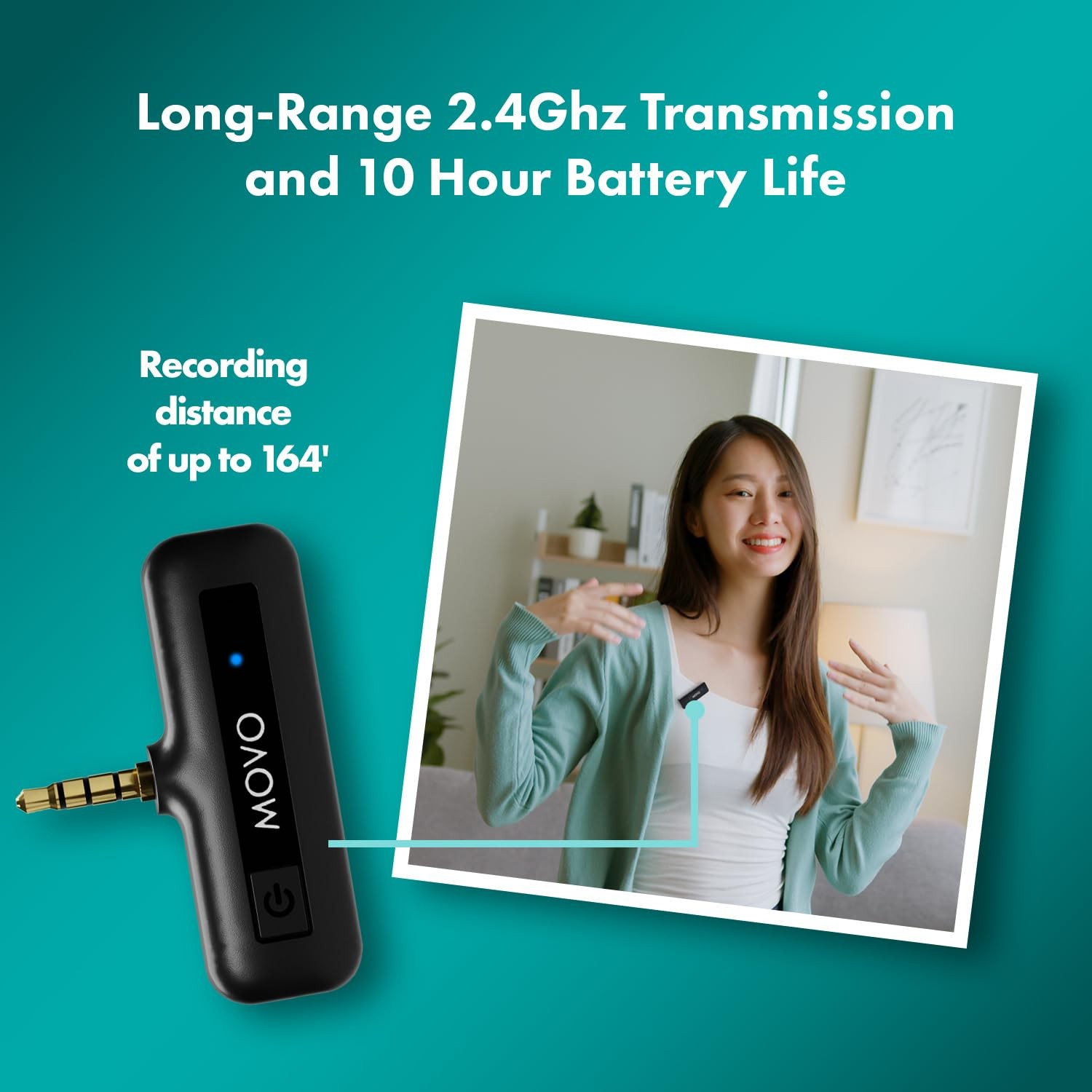 Movo Wireless Mini Camera 2 inches (length of the transmitter), Black