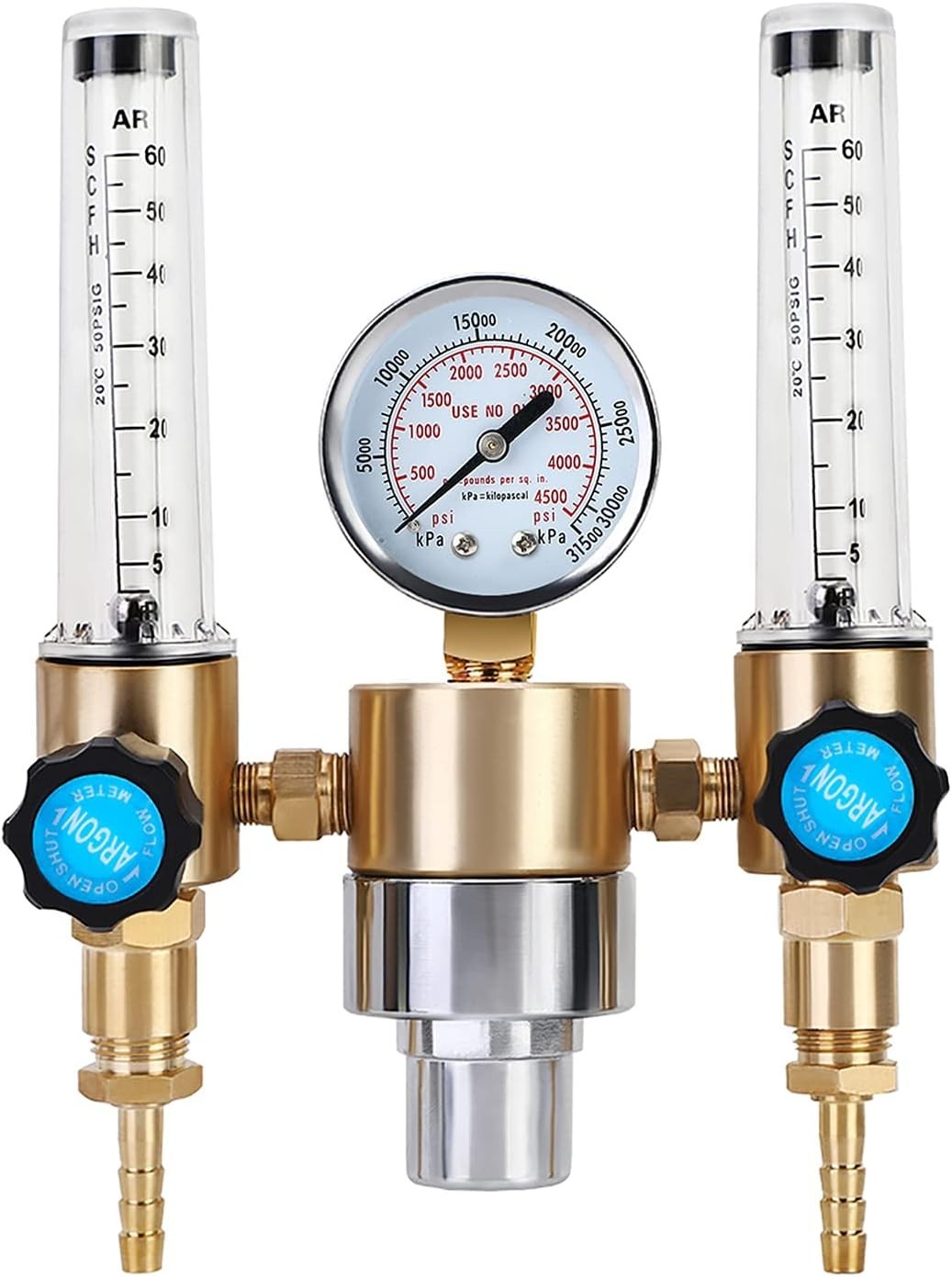 Heavy-Duty Dual Output Gas Regulator for MIG TIG - 0-4500 PSI with Adapters