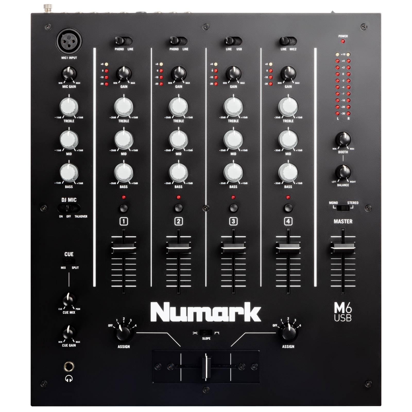 Numark M6 USB 4-Channel 12" Professional USB-Interface DJ Mixer - Black