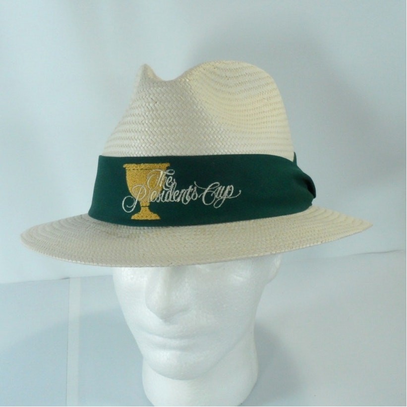 VTG The Presidents Cup Robert Trent Jones Golf Club Straw Hat Made in USA Sm/Med