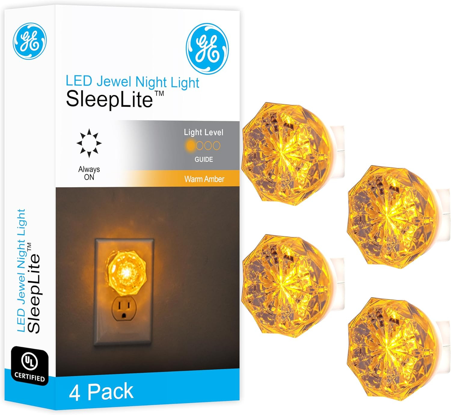Sleeplite Jewel LED Night Light, Plug-In, Always On, Warm White, Ul-Certified, E