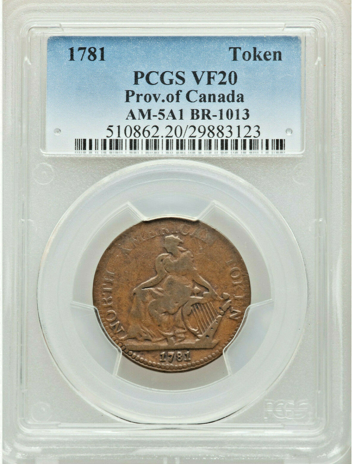 Canada: Lower Canada copper " North American " Token 1781  PCGS VF 20 Top Rare
