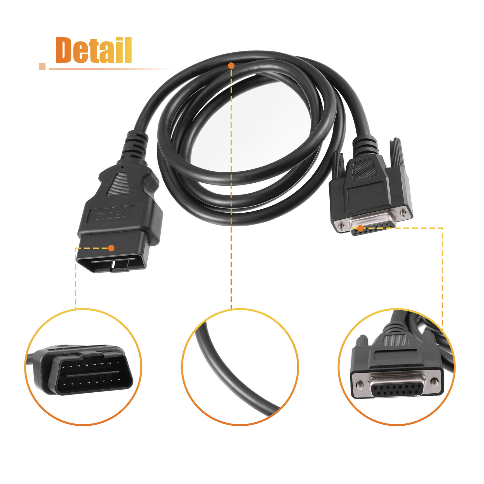 OBDII OBD2 Main Cable Adapter Connector Cable Single Custom for Launch