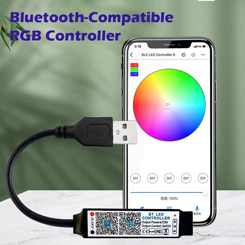 LED Strip Light Controller RGB APP Smart Bluetooth Music Control DC5-24V Dimmer