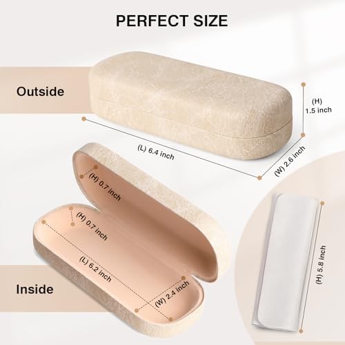 Glasses Case Large Hard Shell Eyeglasses Case PU Leather Protective Marble