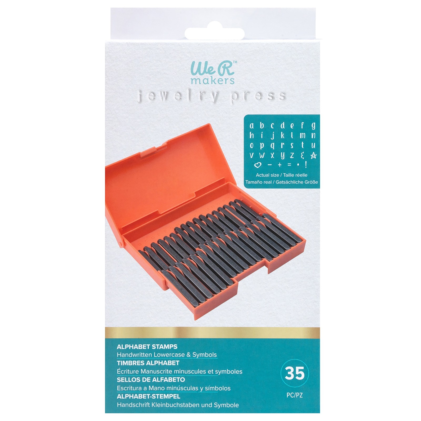 We R Jewelry Press Alphabet Stamps 35/Pkg-Lower Case Handwritten Font And Symbol