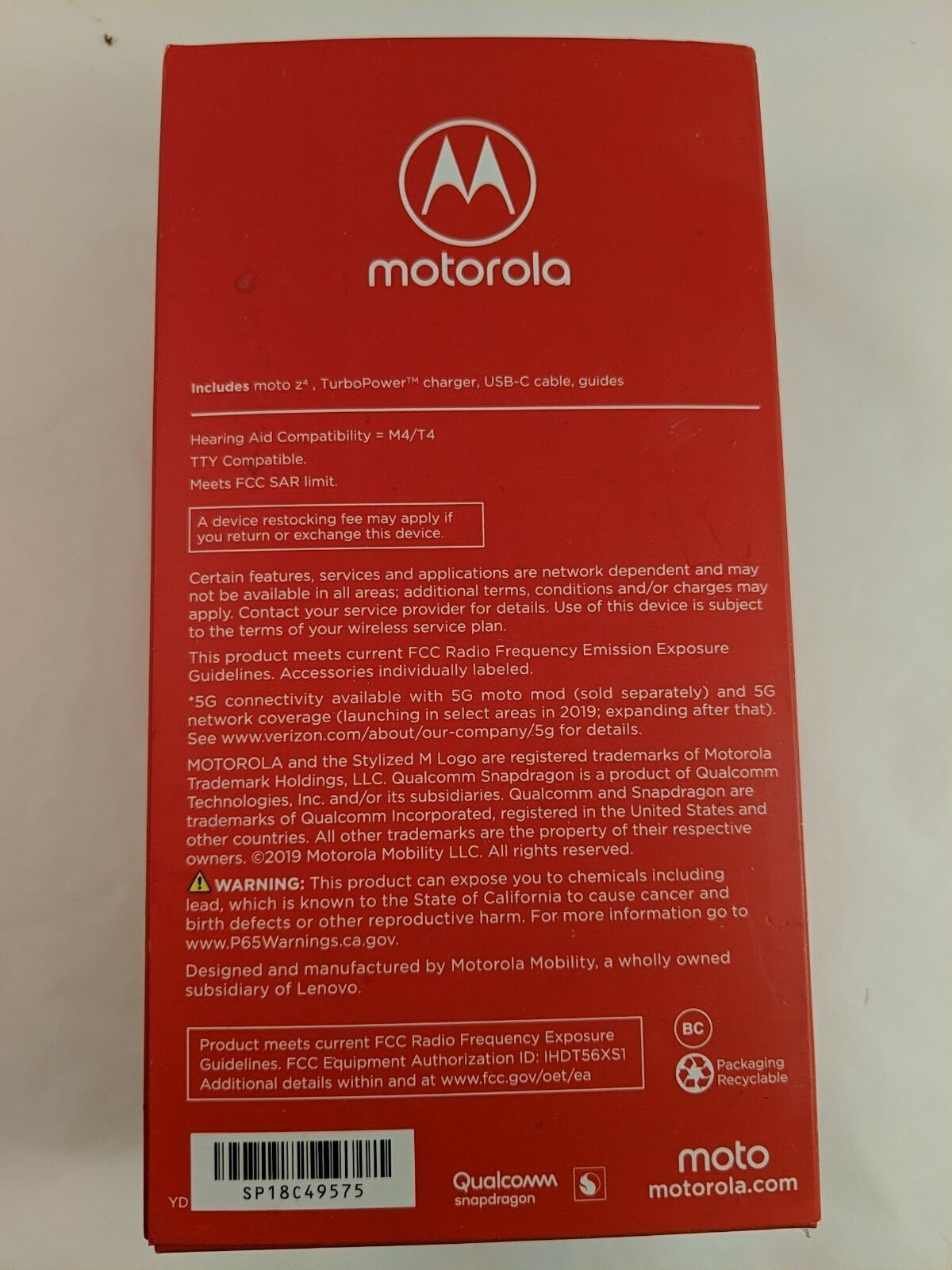 MotoZ4 Box Only!