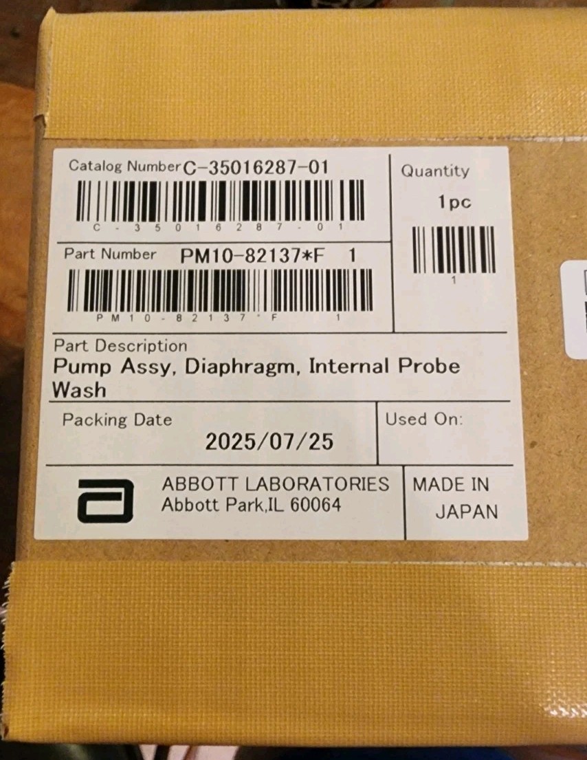 Pump Assembly, Diaphragm, Internal Probe Wash. Abbott PM10-82137*F NIB