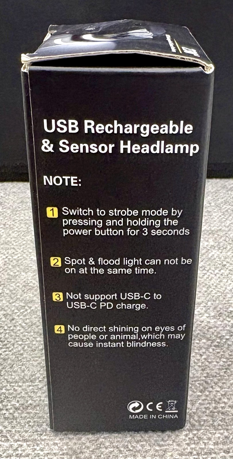 230° LED Wide Beam USB Rechargeable Motion Sensor Headlamp Strobe Spot Flood