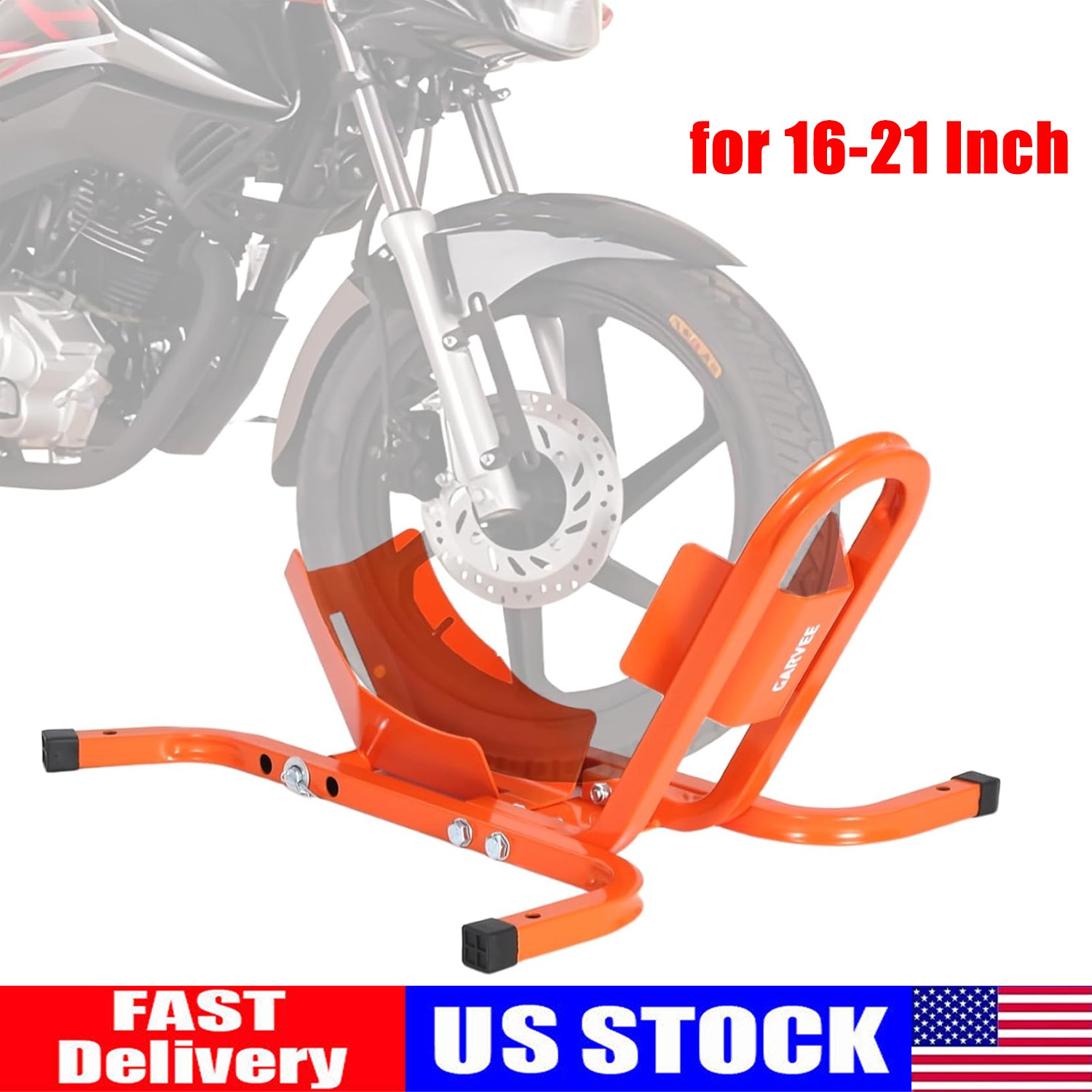 Universal Motorcycle Wheel Chock with 1800lb Capacity,Fits 16"-21" Tires, Orange