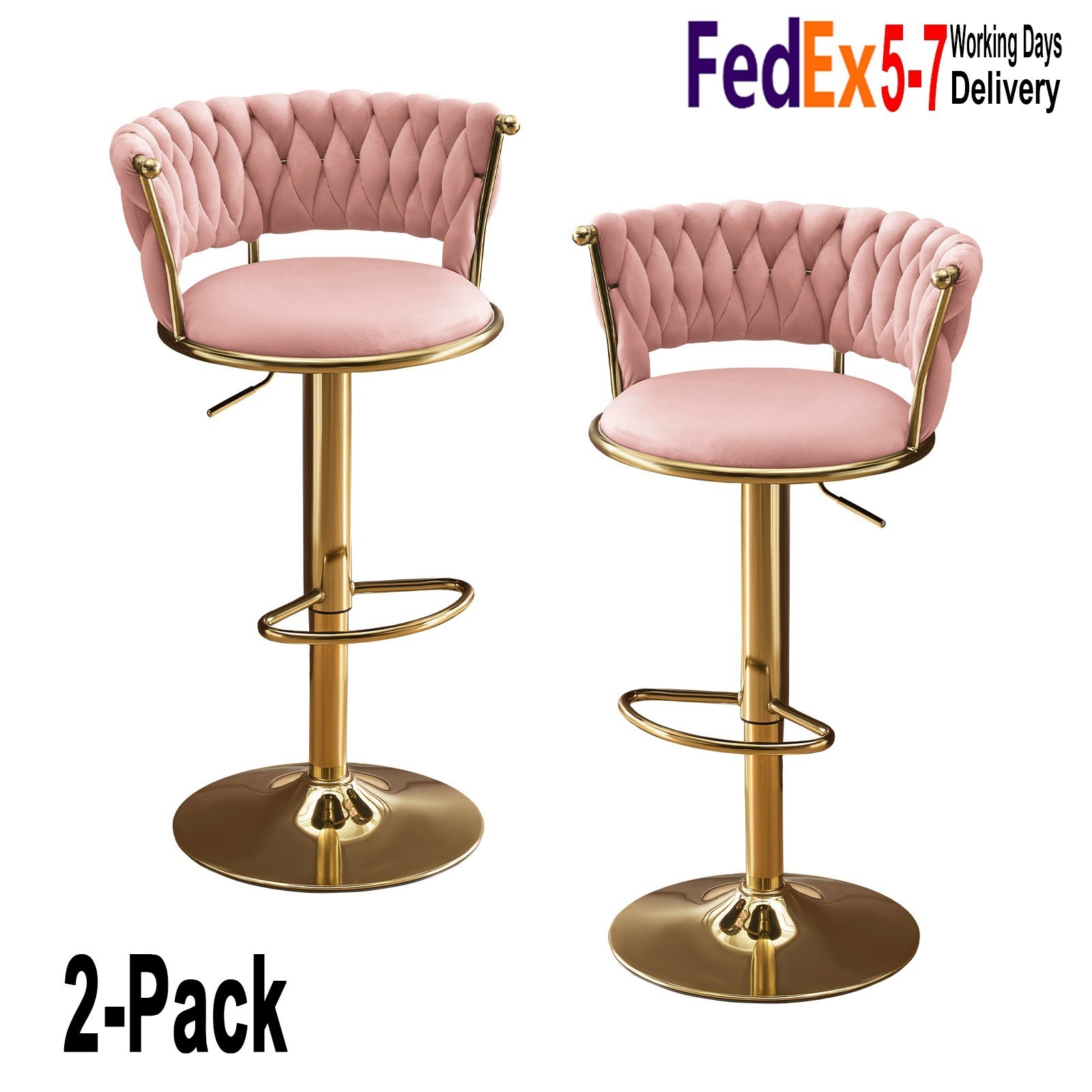 Home Bar Stools Gold,Set of 2,Modern Swivel Stools Comfortable for Entertaining‌