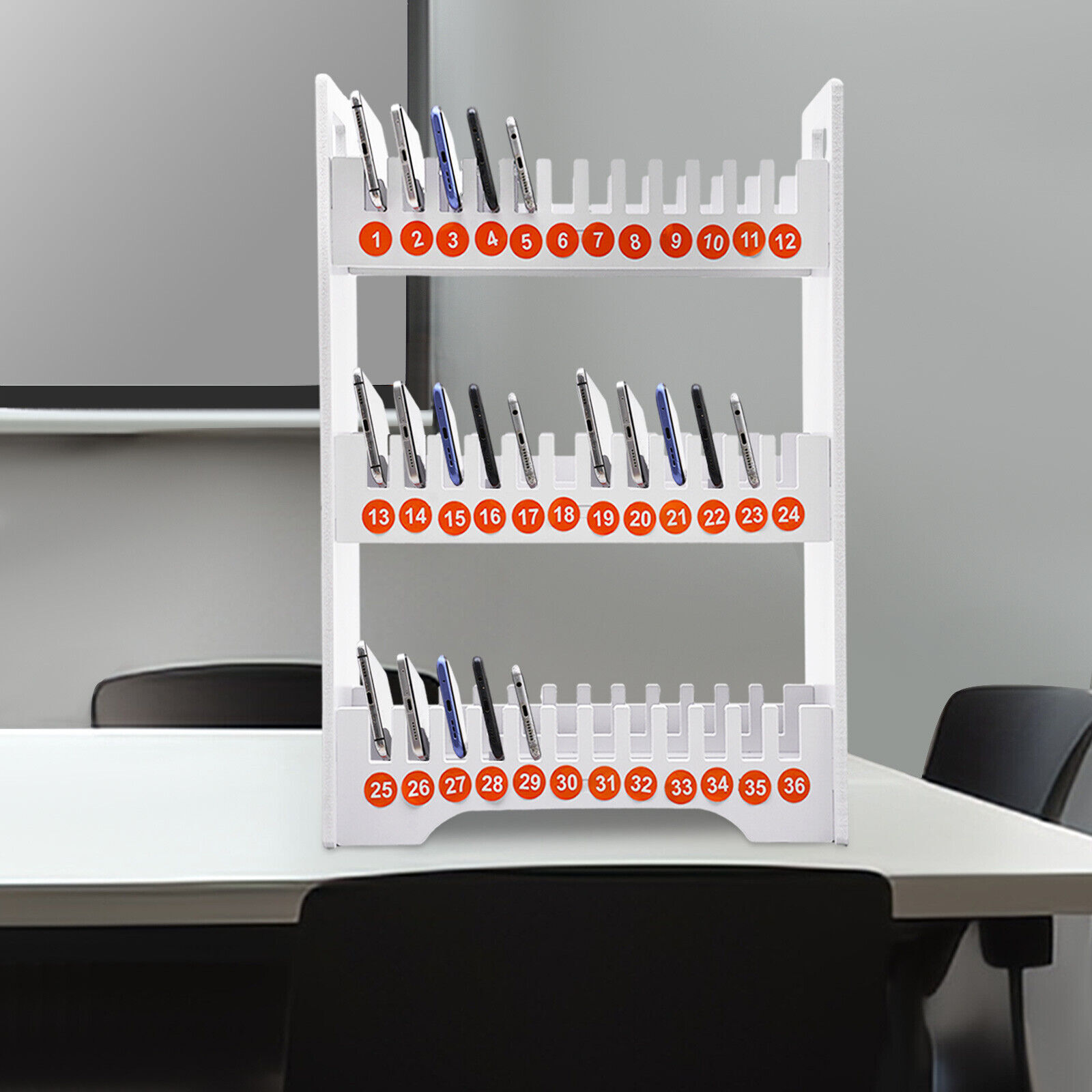 36 Slots Cell Phone Holder Classroom Storage 3-Tier Cell Phone Stand Rack
