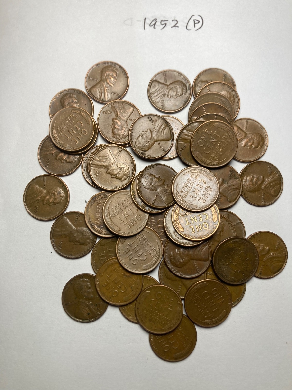 1952 (P) LINCOLN WHEAT CENT PENNY ROLL, nice condition