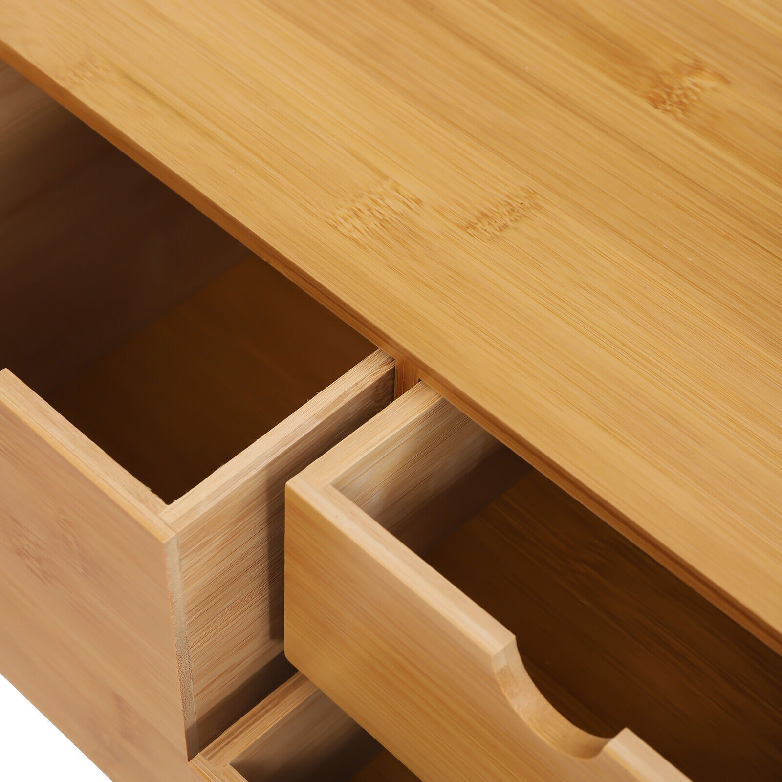 Office Desk Organizer Drawers Desktop Storage Bamboo Box Storage Recess Handle