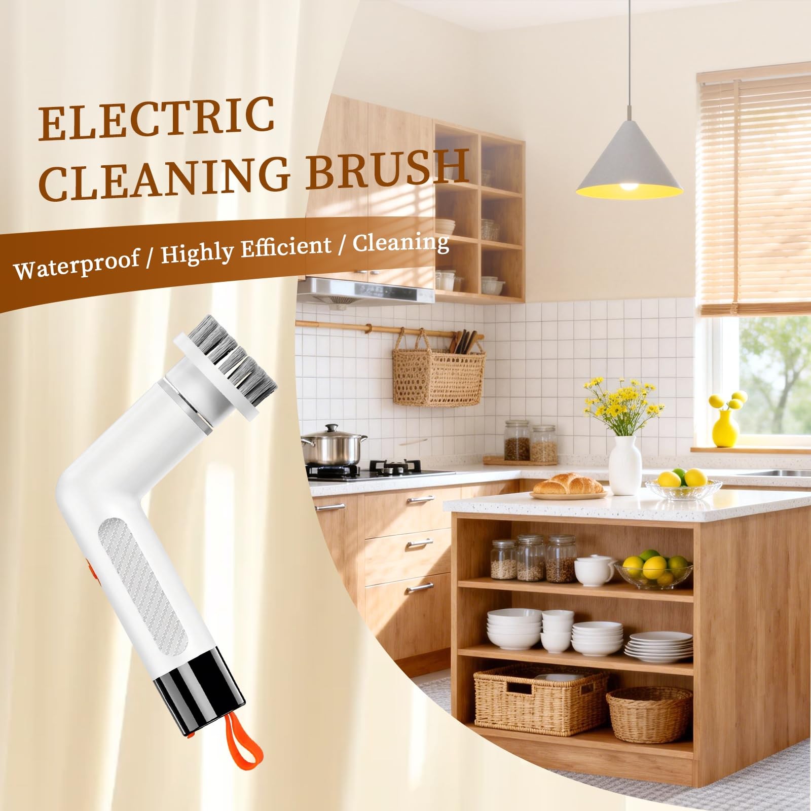 S3 Electric Spin Scrubber: Cordless Handheld Power Brush with 5 Interchangeab...