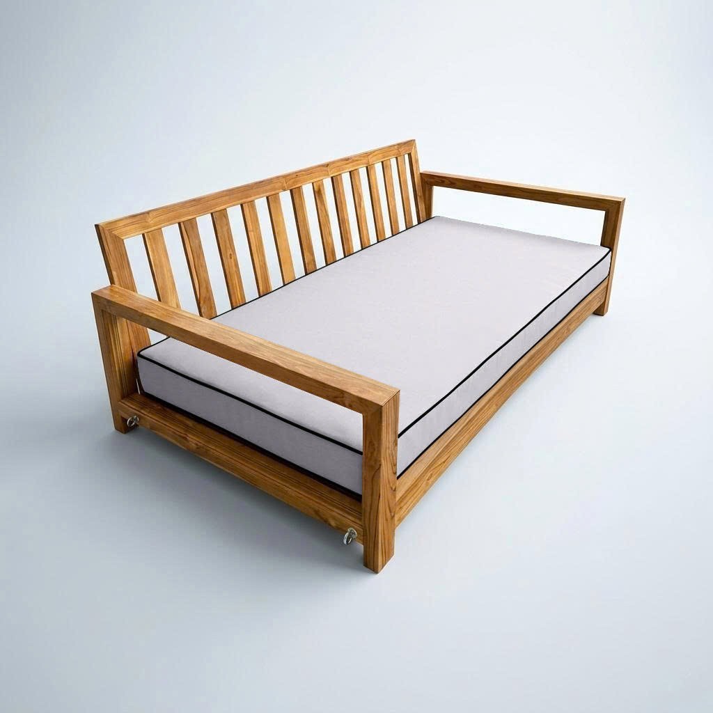 |COVER ONLY| Outdoor Contrast Trim 8" Queen Daybed Fitted Sheet Slipcover AD105
