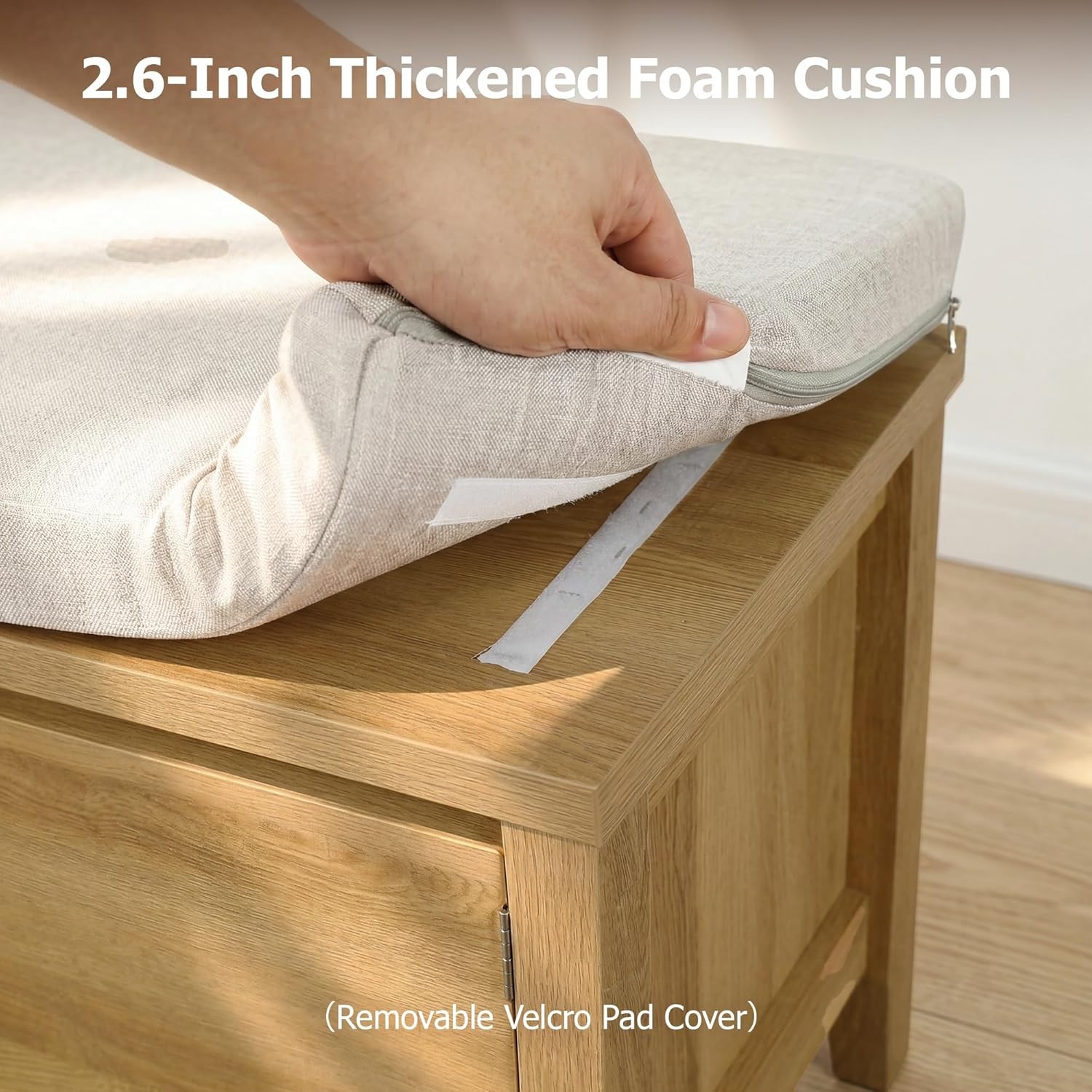 Natural 44" Rustic Entryway Storage Bench Cushioned Seat Drawer & Cubbies