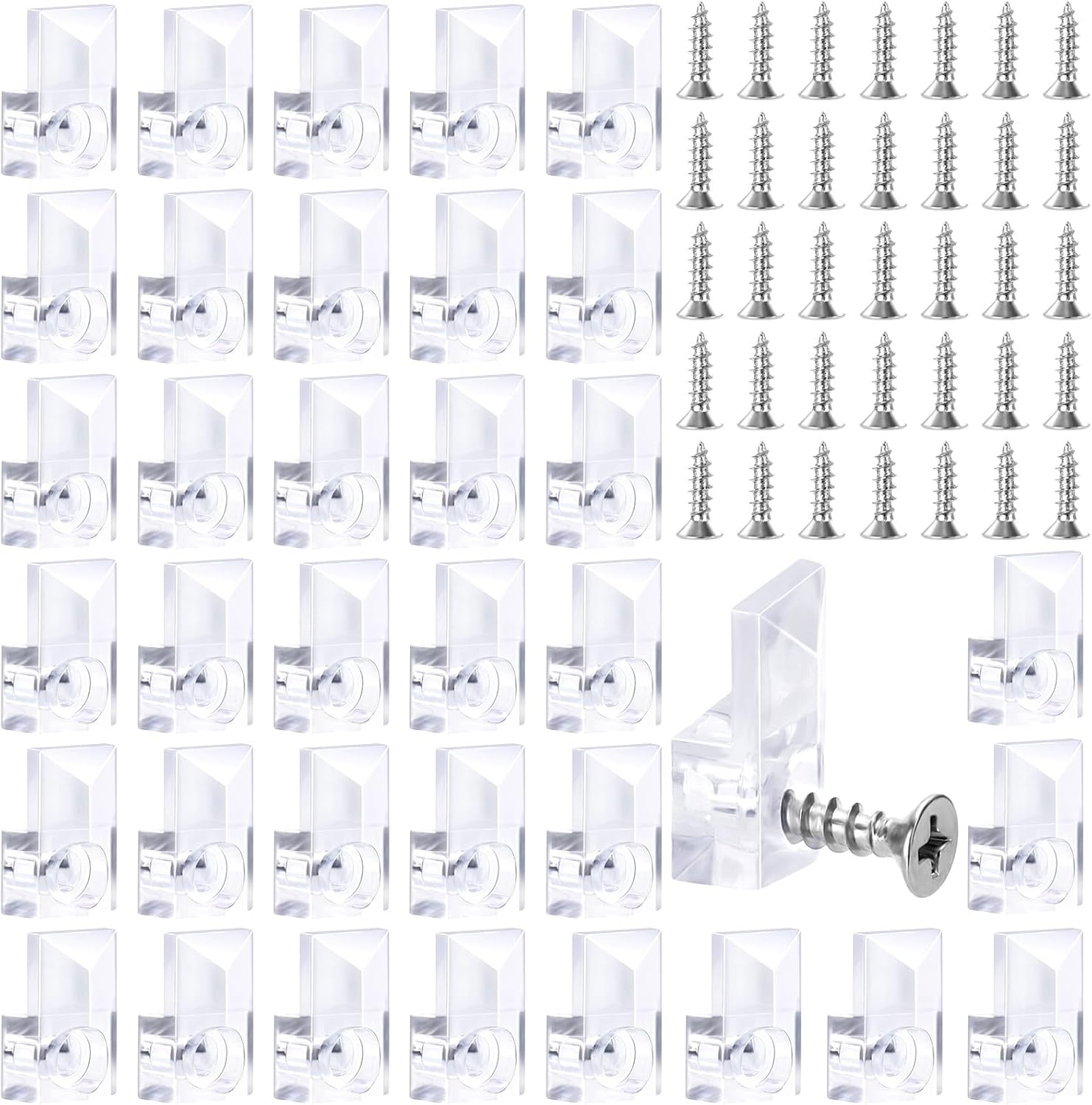 36PCS Clear Mirror Holder Clips with Screws for Frameless Glass & Picture Frames