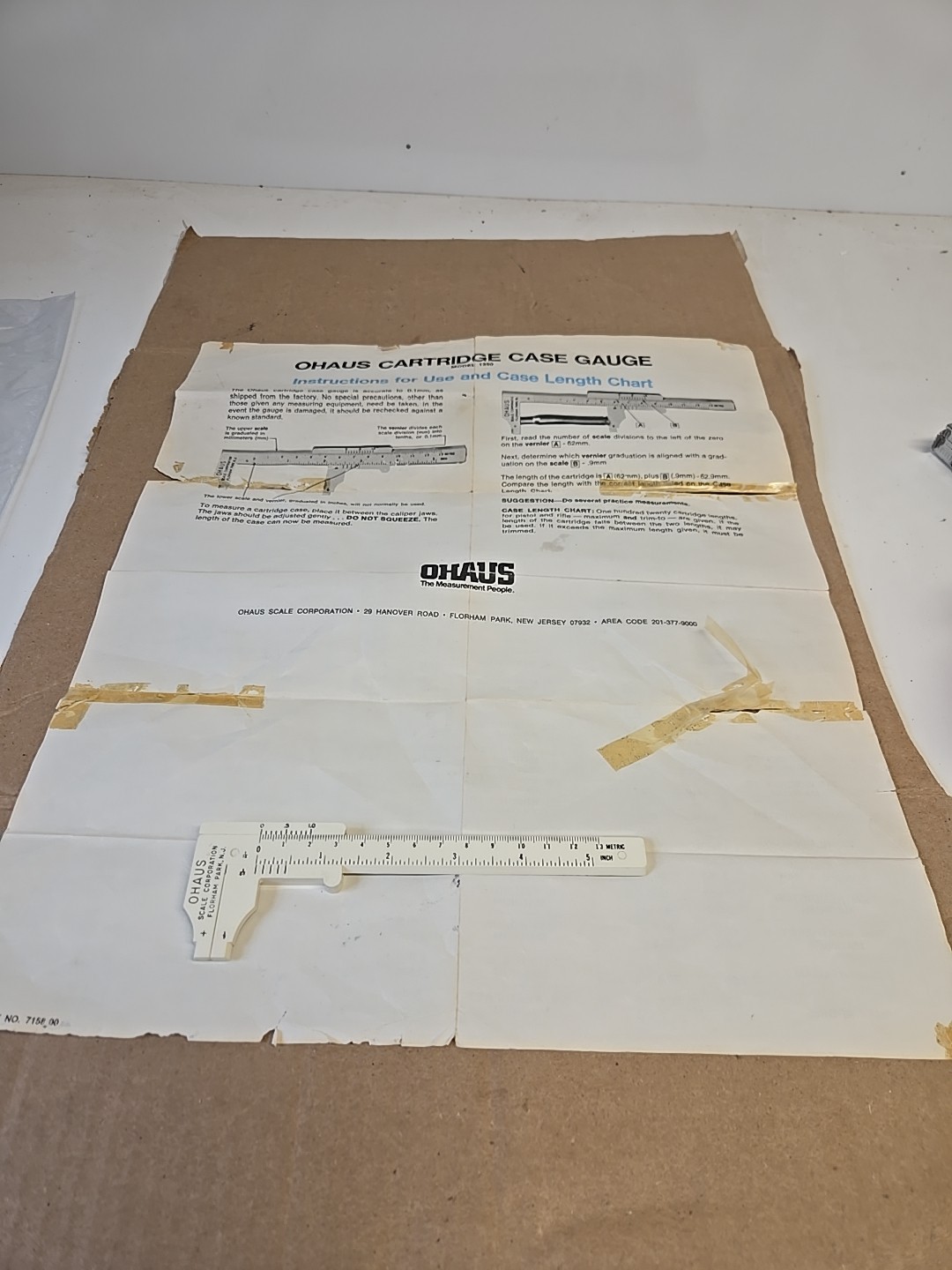 Ohaus Scale Corp 5" Caliper 13mm Precision Measure Reloading Tool W/Instructions