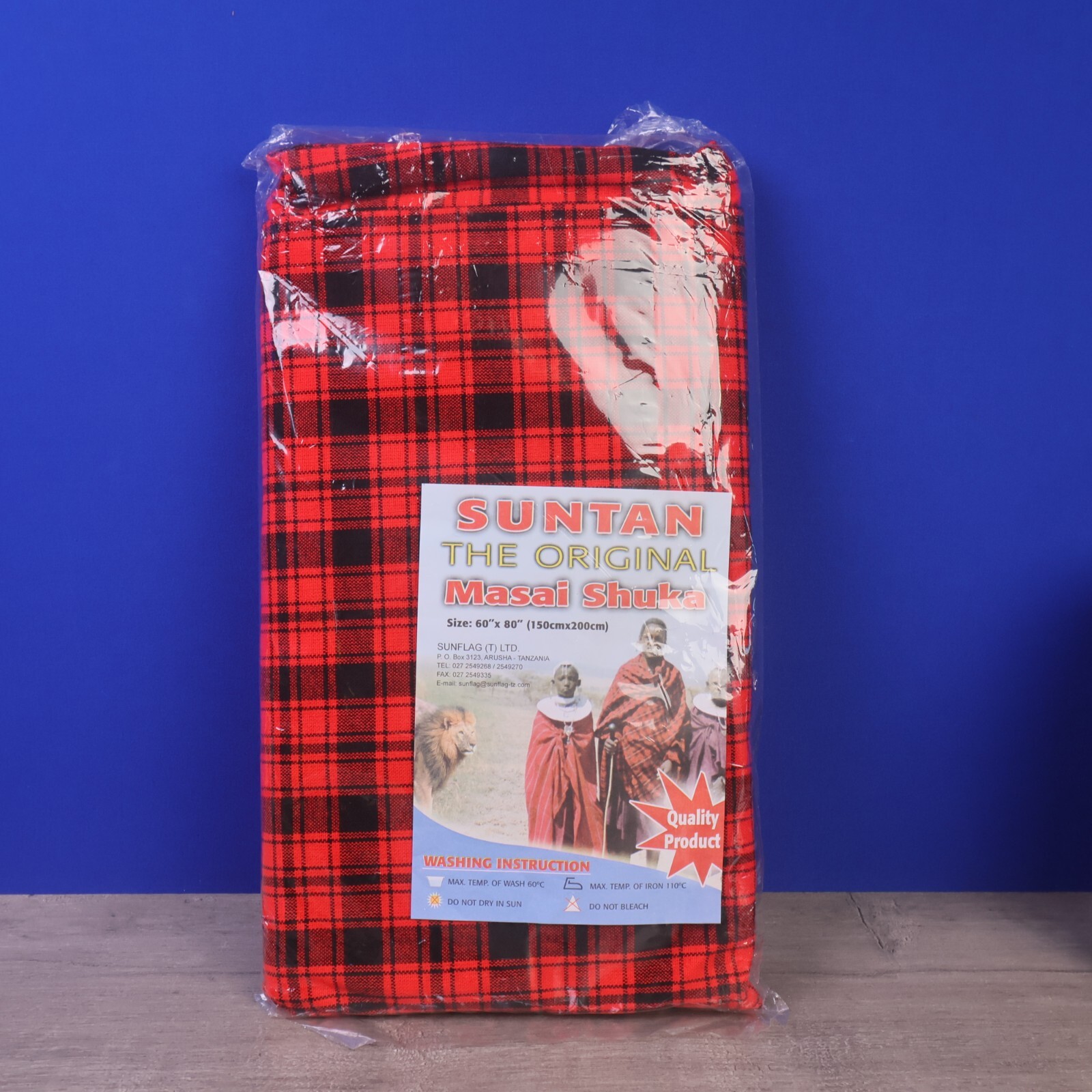 SunTan the Original African Tribal Masai Shuka Sarong Kimono 57 x 79" Red Plaid