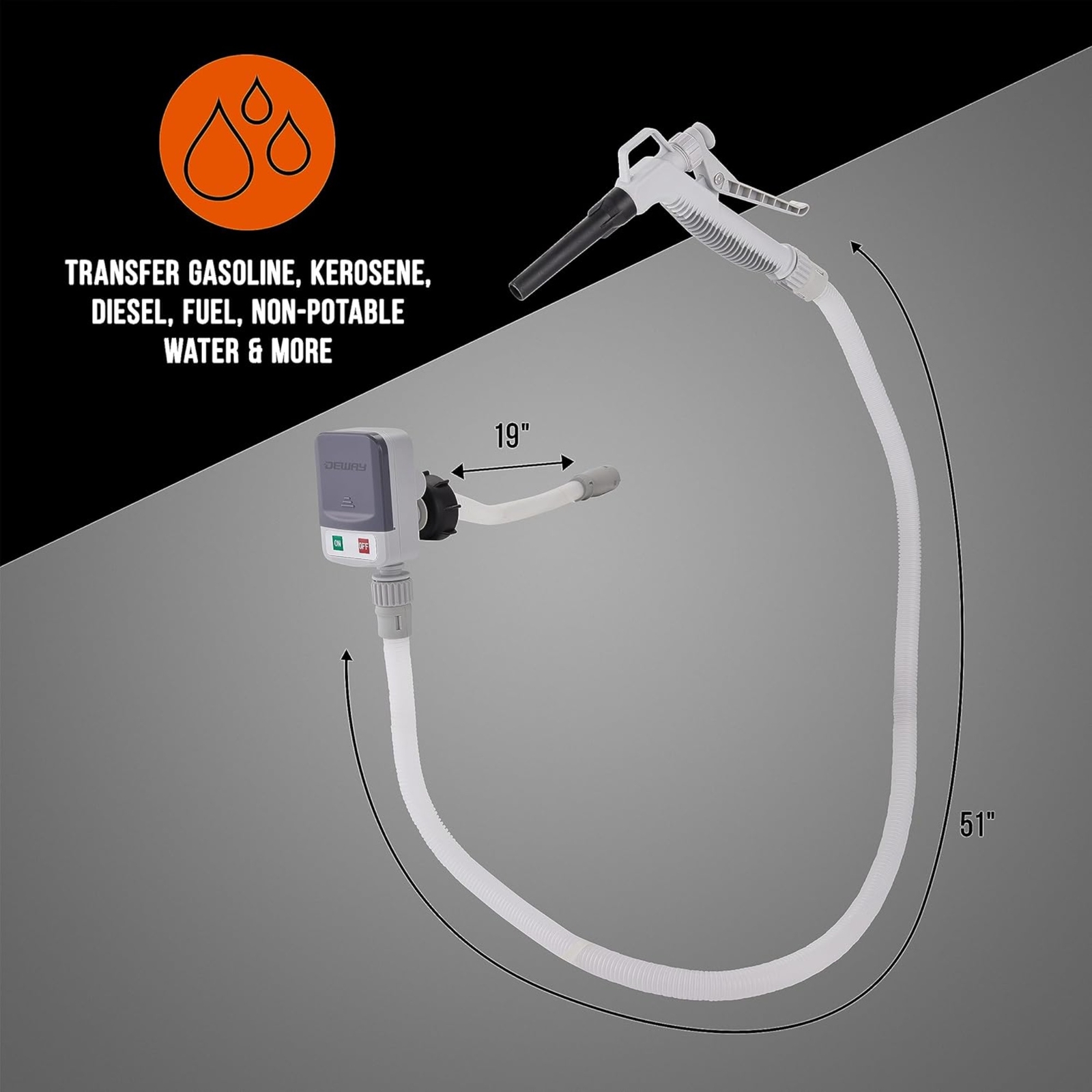 Deway Automatic Fuel Transfer Pump with Nozzle for Quick Flow Control & Stop