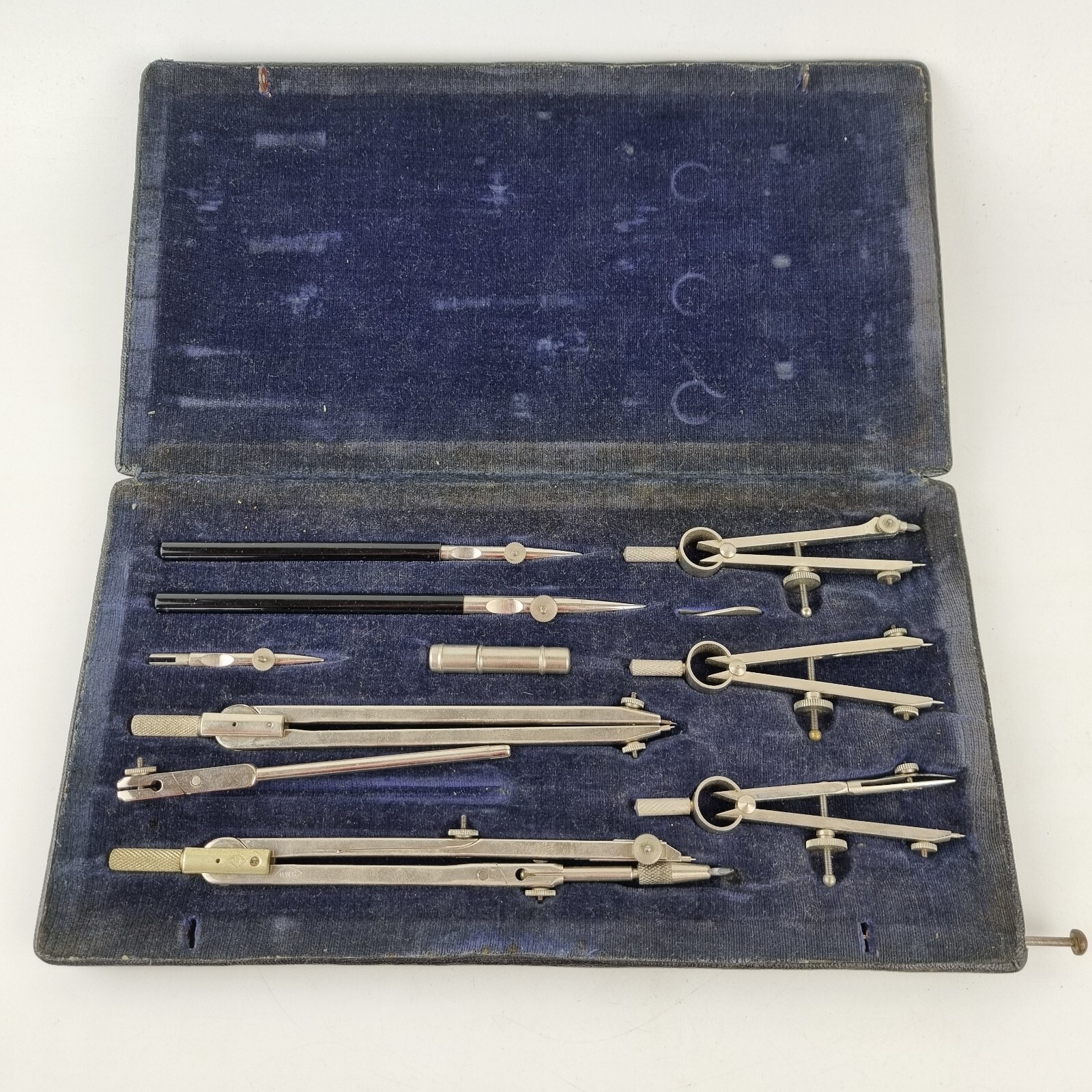 Vintage Cased B.W.C. Drawing Set Various Compasses Etc.