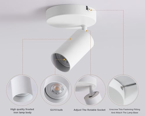 Ceiling Spotlight Indoor Adjustable 1-Light Track Lighting with Flexibly White