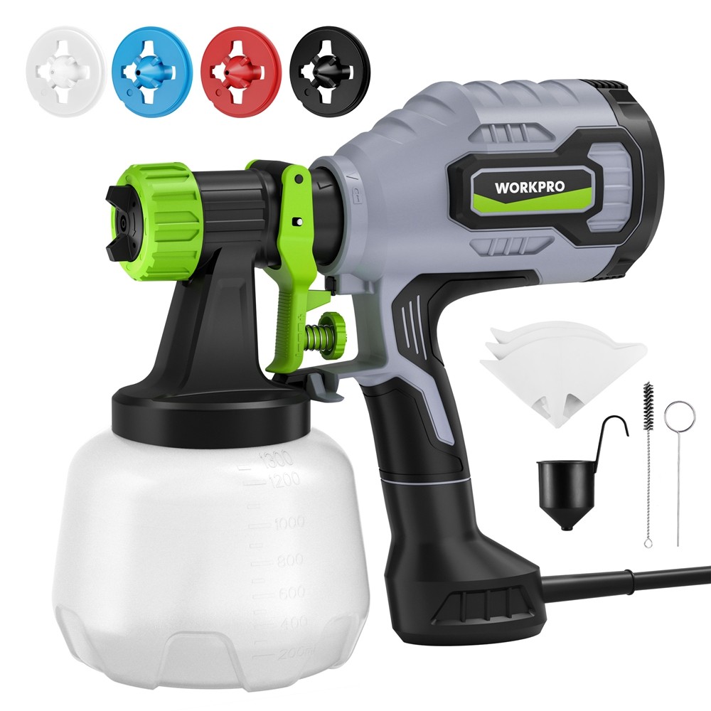 WORKPRO 600W HVLP Paint Sprayer Gun with 3 Spray Patterns & Adjustable Flow