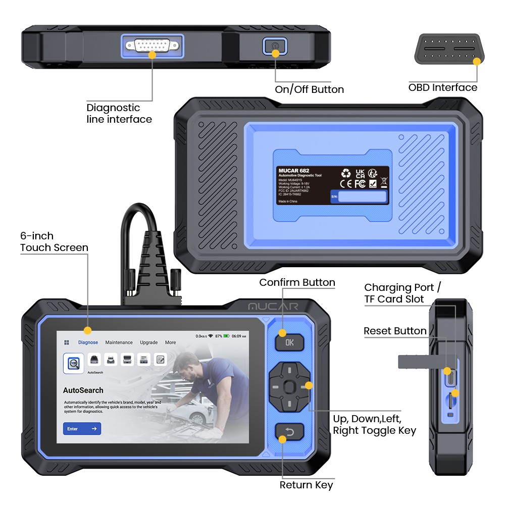 2025 MUCAR 682 Bidirectional All System OBD2 Scanner Diagnostic Tool Code Reader