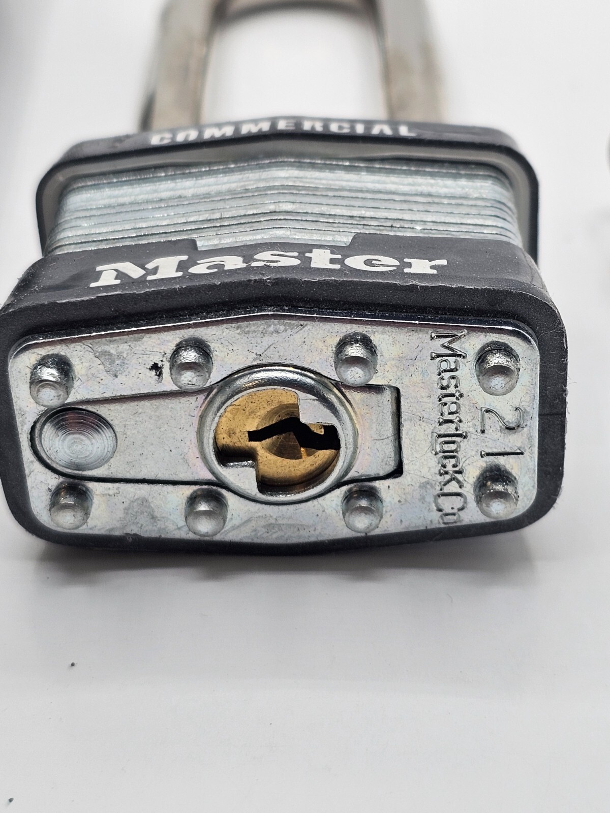 MASTER LOCK 3JZH8 Keyed Padlock, 3/4 in Rectangle Silver