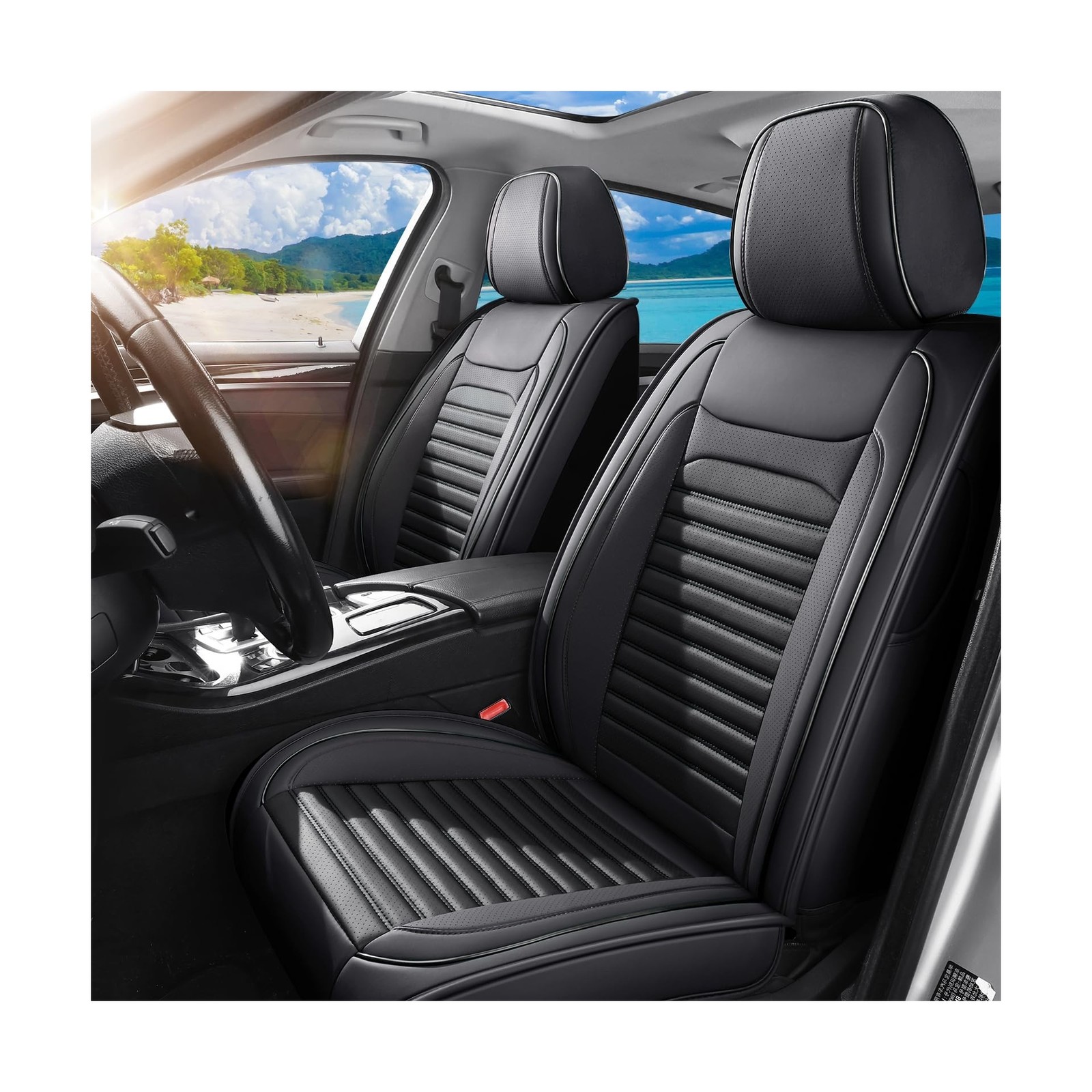 Car Seat Covers Full Set Fit for Kia Sorento 2003-2026, Black | Premium Faux ...