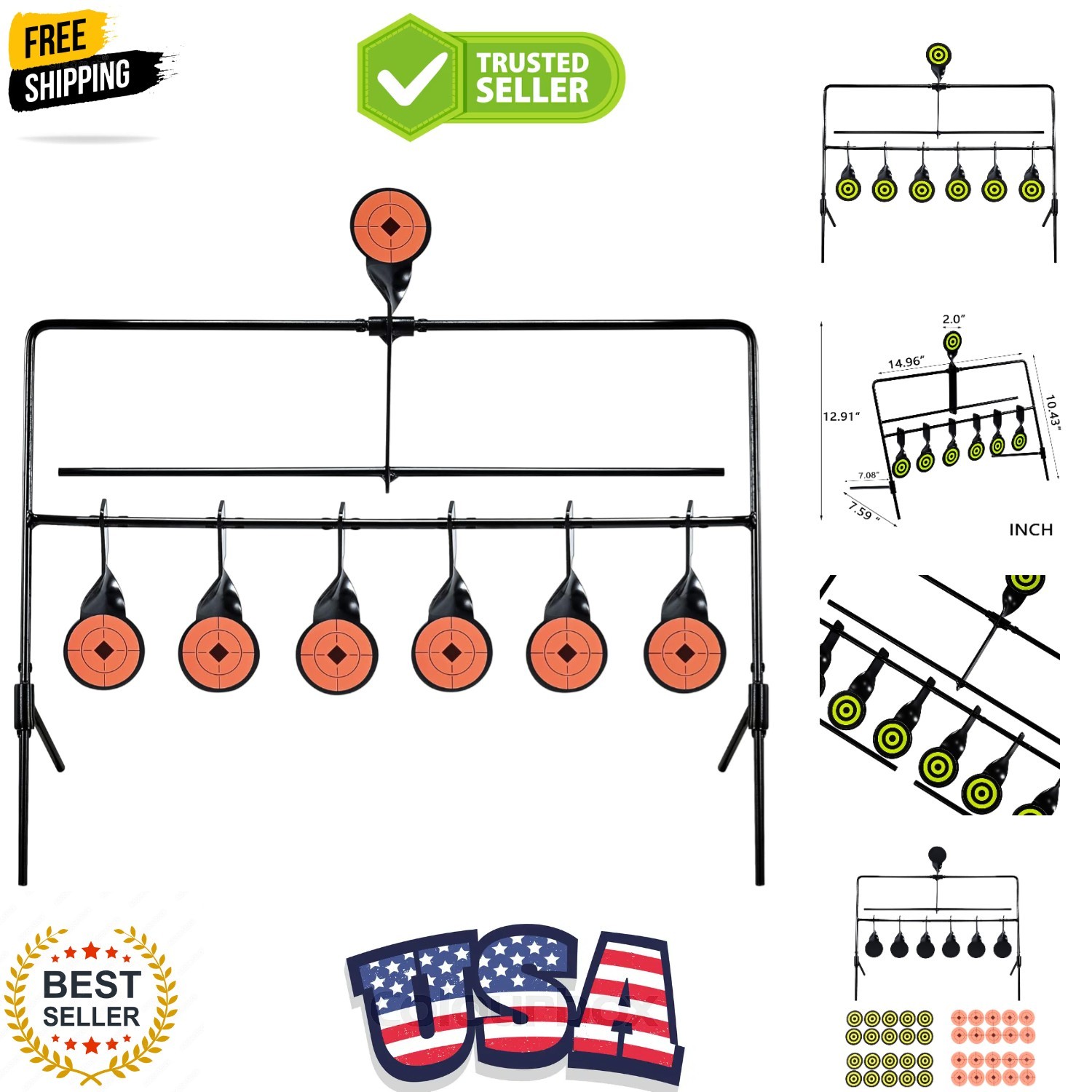 6 Targets Air Gun Pellet BB Gun Resetting Target, Rated for .22 .177 Caliber