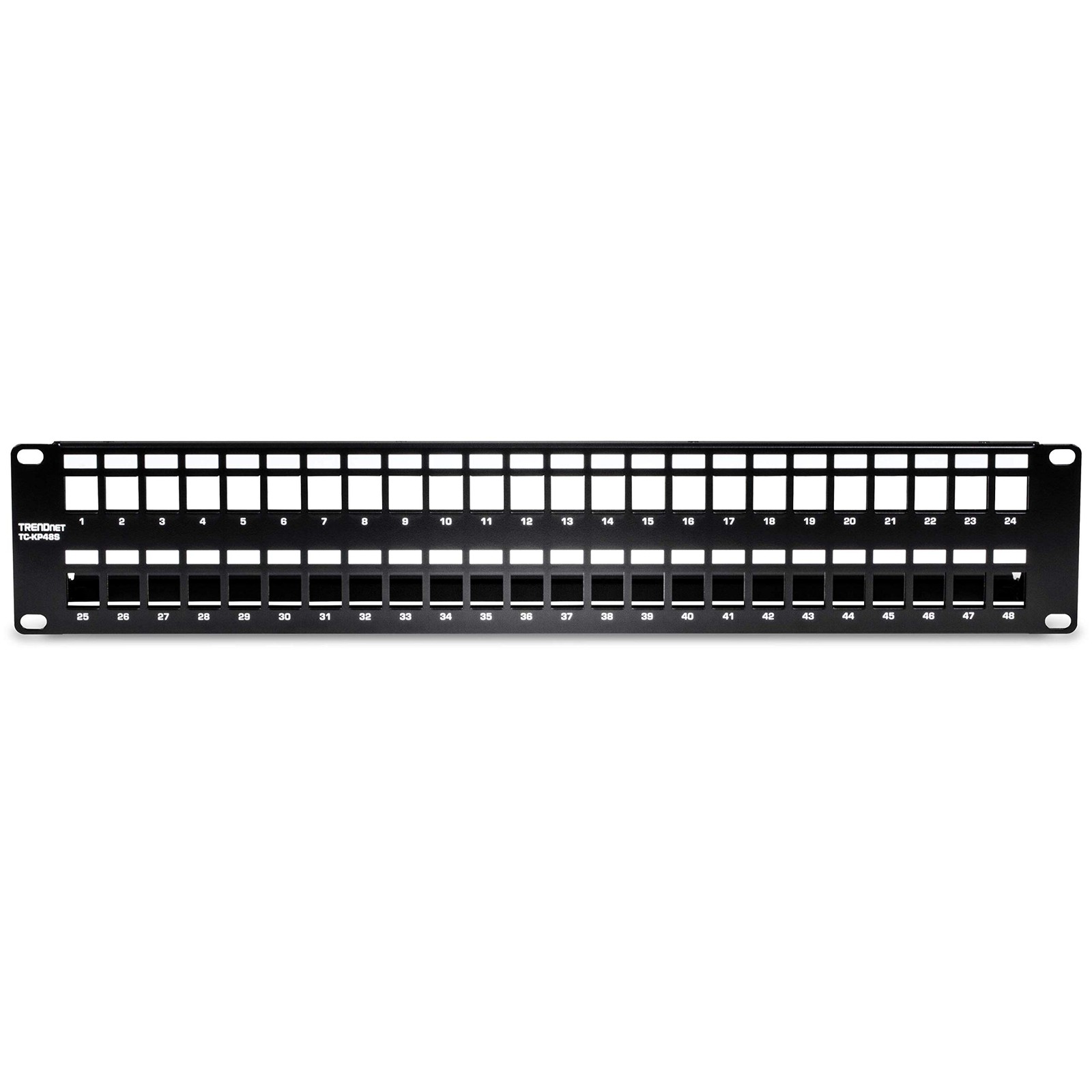 48-Port Blank Keystone Shielded 2U HD Patch Panel, 48-Port, Black
