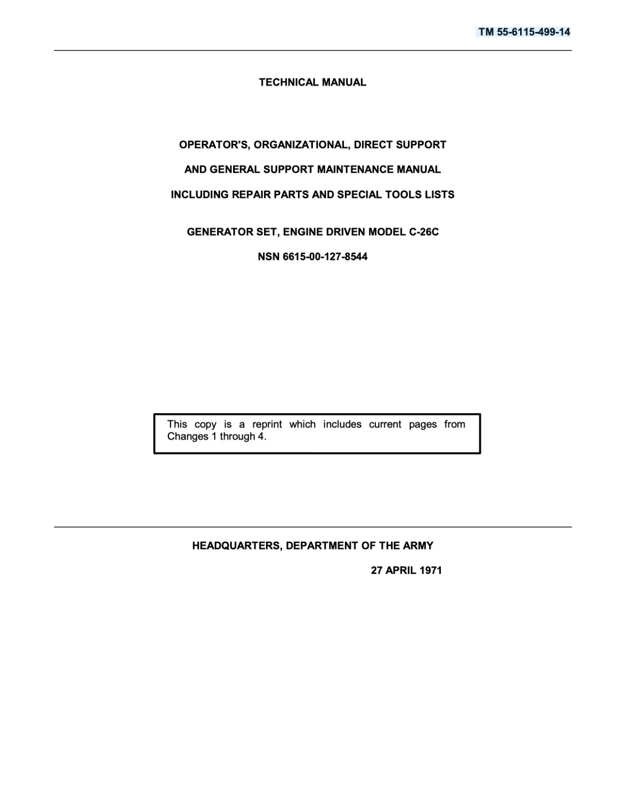 226 page BEECH AIRCRAFT C-26C Generator Set Engine Starting Manual on Data CD