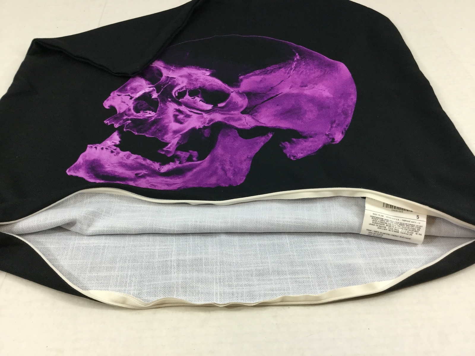 Halloween Skull Pillow Sham Euro 26x26 Black Purple Goth Polyester Twill USA New