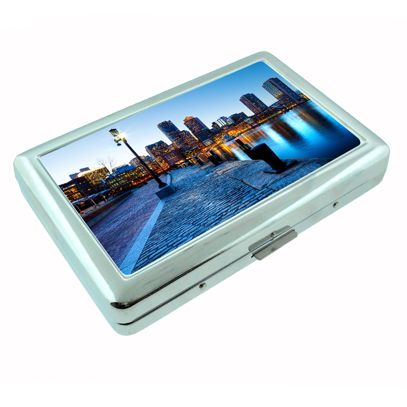 Boston Metal Silver Cigarette Case D1 Massachausetts City Capital Skyline