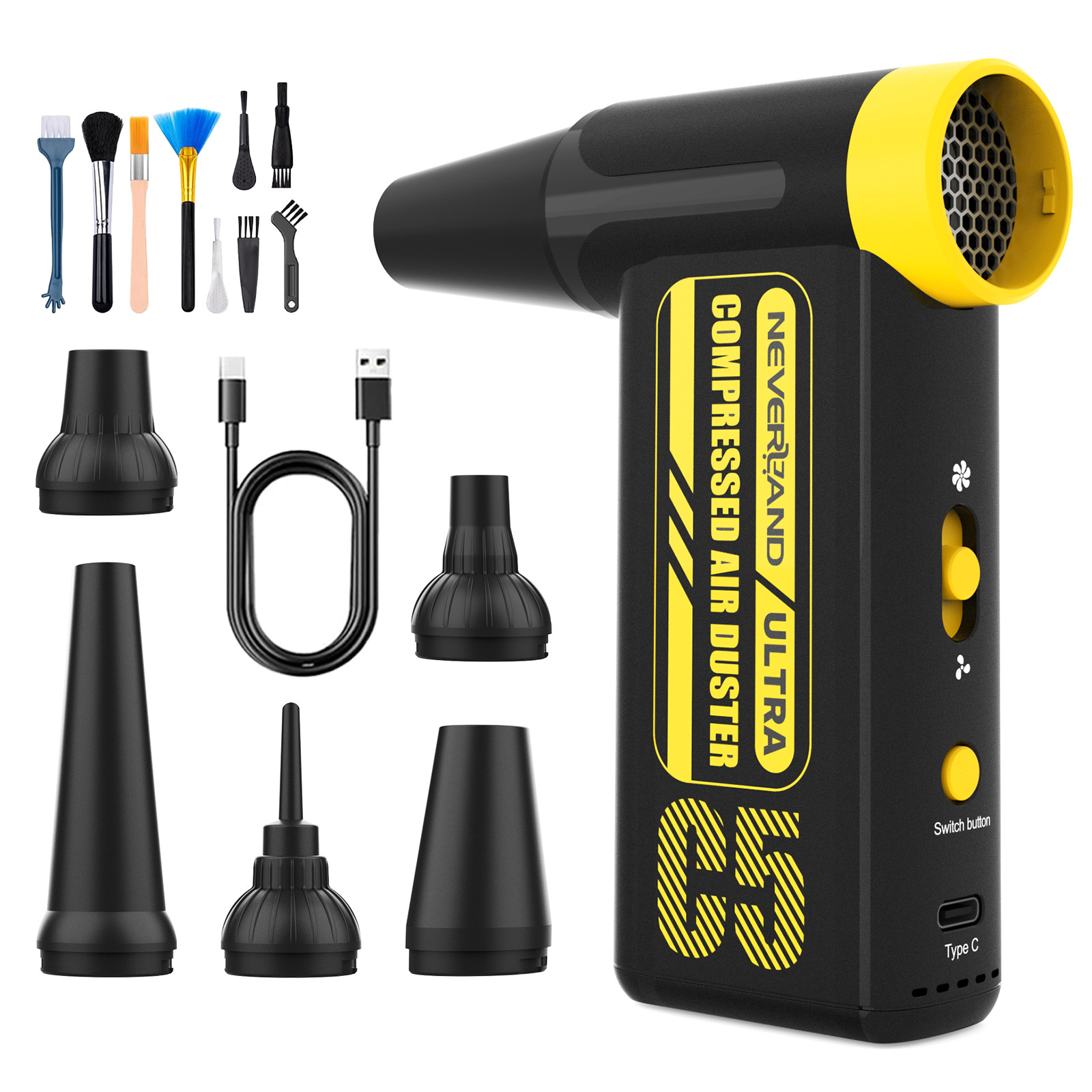 300,000 RPM Compressed Air Duster Rechargeable Electric Air Blower with 8 Speed