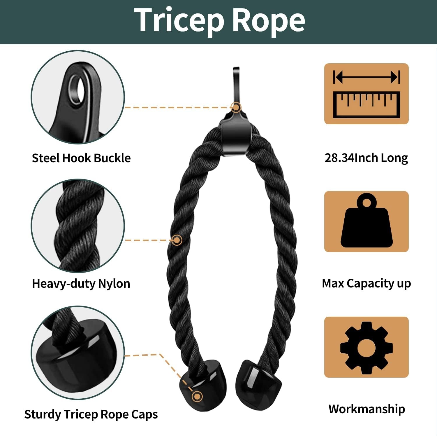 Solid Cable Machine Attachment, Cable Attachments for Gym, Gym Cable Attachments