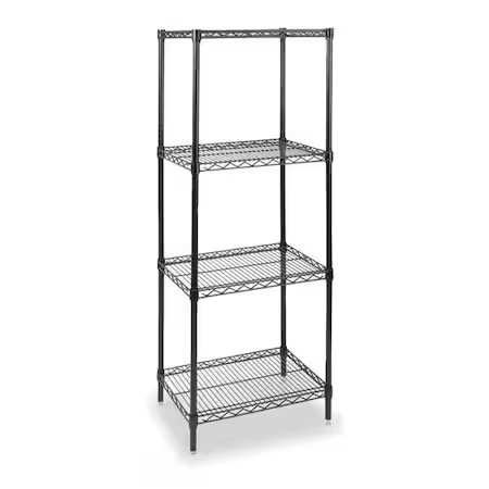 Wire Shelving Unit, 24"D X 24"W X 74"H, 4 Shelves, Black, 2Kpn5