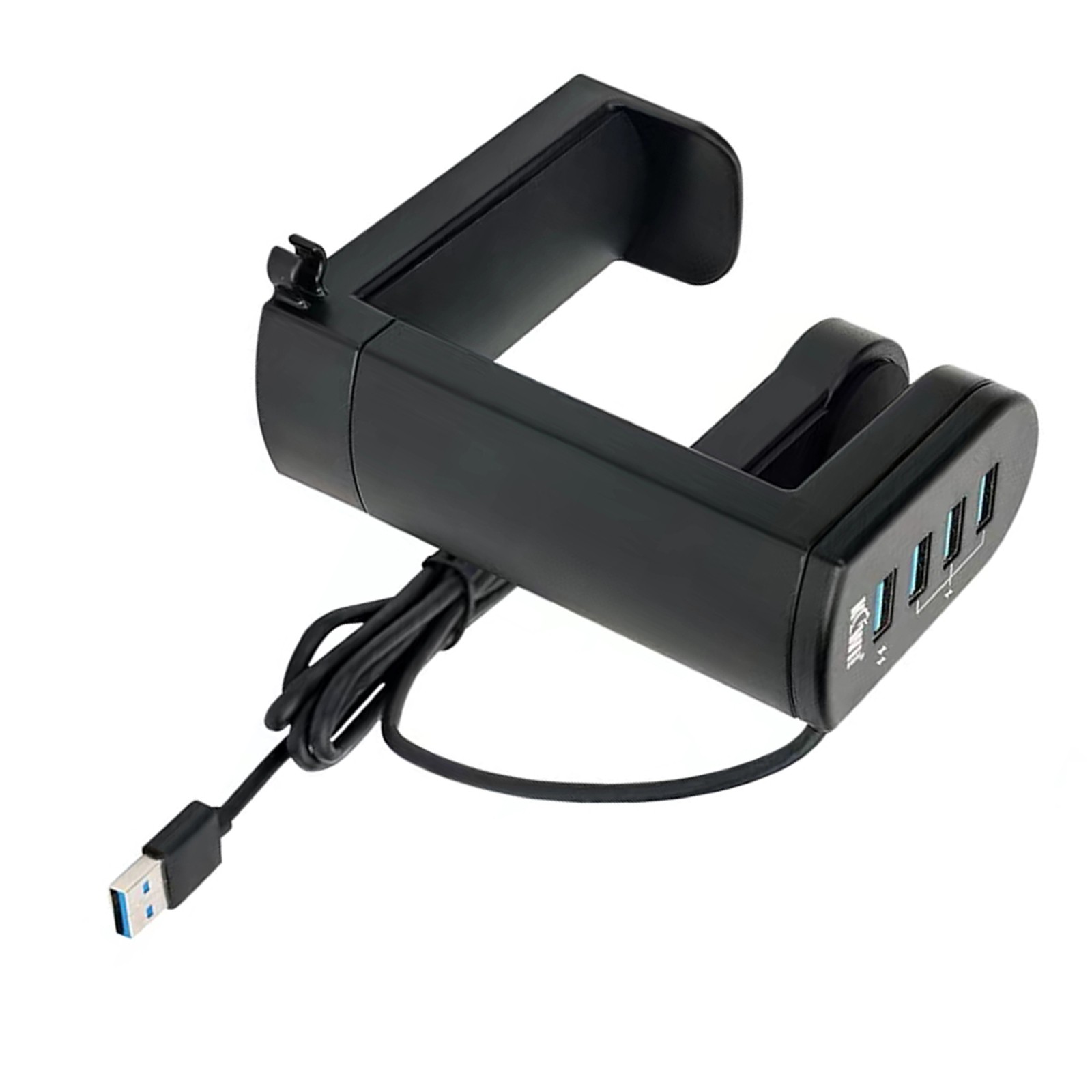 360° Rotation Headset Holder Earphone Storage Hook Stand 4-Port USB Data Hub vb