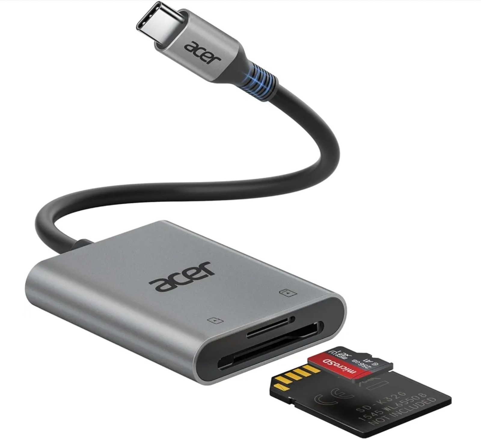 Acer SD Card Reader USB C, Dual Slots Type C to Memory Card Reader, Aluminum Mic