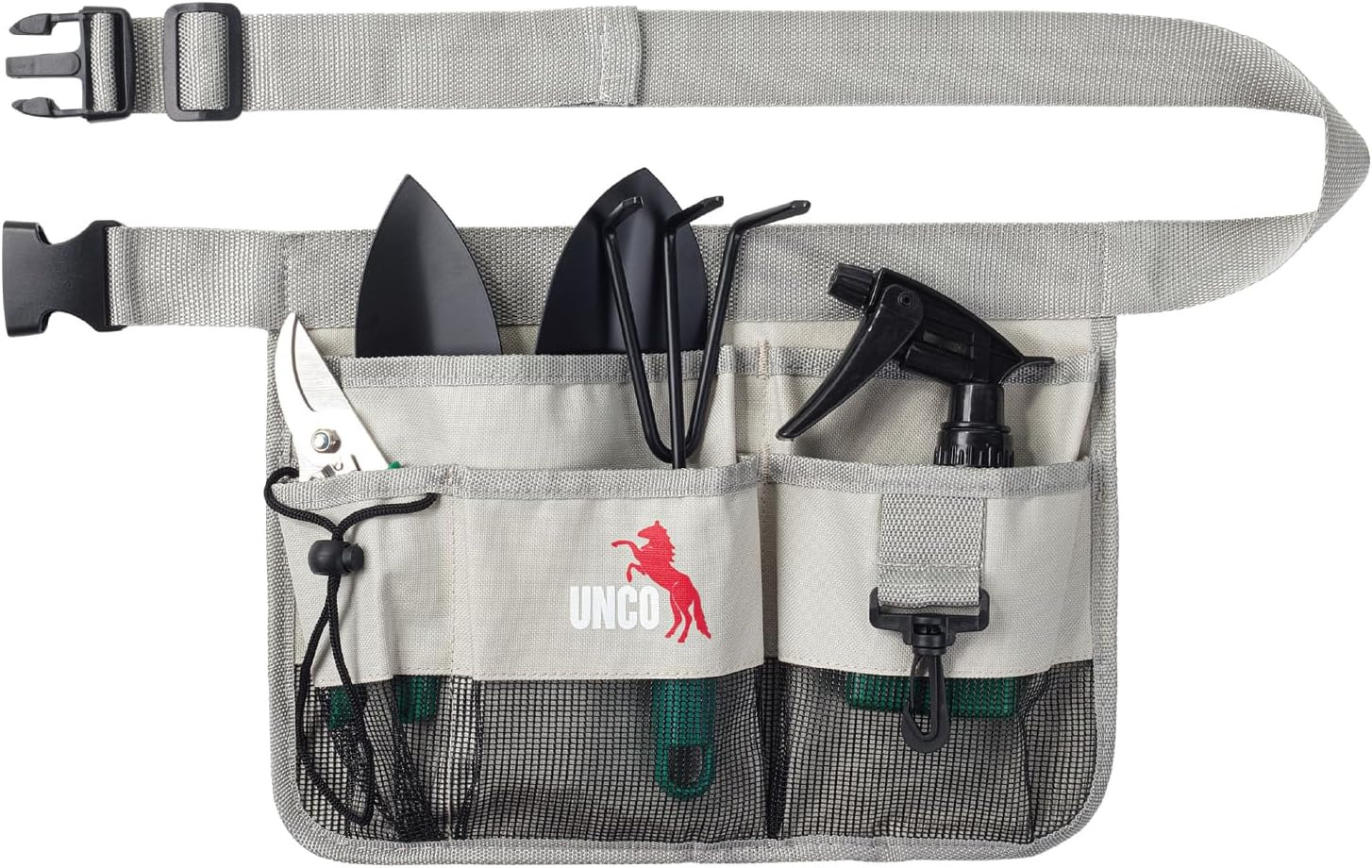 - Adjustable Gardening Belt, Light Gray, 7 Pockets, Wear Resistant, Cut Resistan